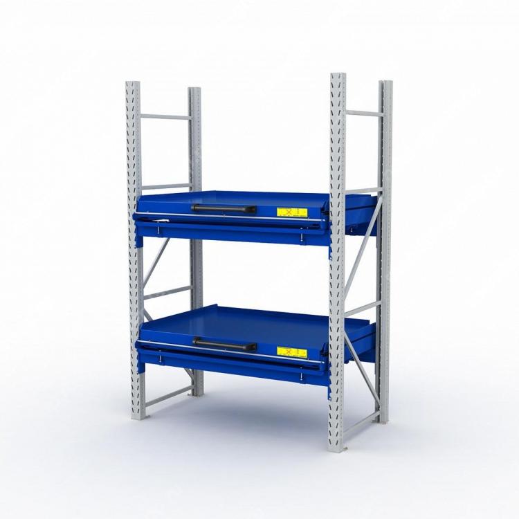 ER-00033507 Стеллаж с выкатными платформами S-HEAVY 1000/1300 (2 яруса хранения)